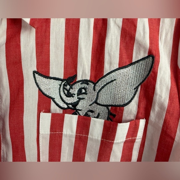 Disney Dumbo Live Action Striped Button-Up Shirt XL Red White Elephant 100%Cottn - Picture 3 of 13